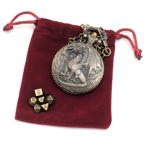 Pocket Watch Edition - Dragon Mountain - Brass color - Mini Metal RPG dice  - Epic Dwarf Dice